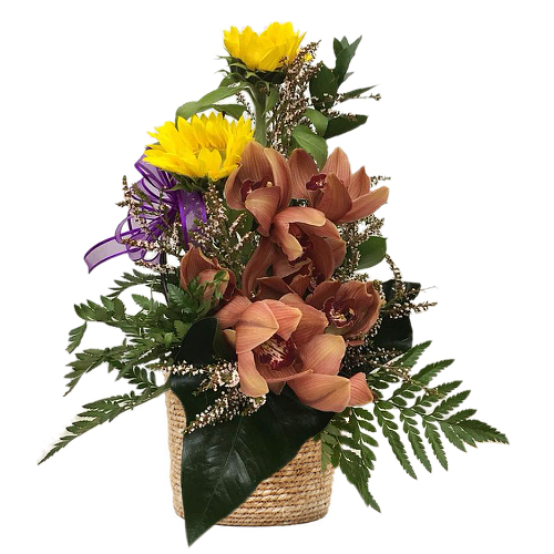 The Bronze Sunset featuring bright yellow sunflowers floating amongst bronze orchids will surely bring about a sense of warmth and comfort, brighten up anyone's day. Place an order now from anywhere! We offer Sydney-wide fresh flower delivery. The Bronze Sunset featuring bright yellow sunflowers floating amongst bronze orchids will surely bring about a sense of warmth and comfort, brighten up anyone's day. Place an order now from anywhere! We offer Sydney-wide fresh flower delivery.
