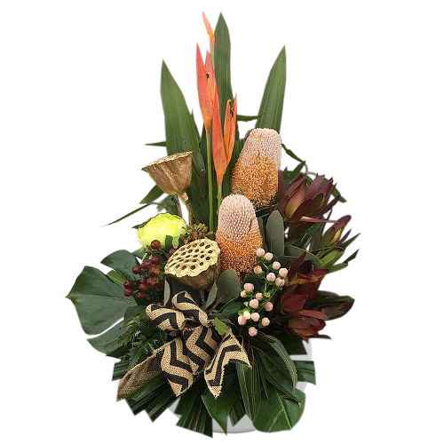 Lasting natural splendour. Featuring an assortment of wildflowers: birds of paradise, lotus, banksia, leucadendron, exotic buds & berries. Perfect for any occasion. Fresh flower delivery to Sydney throughout. Order and send now!