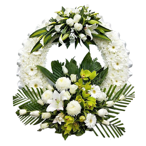 The colour white has been a constant motif throughout time representing purity and innocence. Remember a life lost in that fashion with this exquisite wreath.