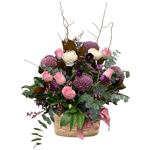 Premium roses, tulips, peonies & chrysanthemum flowers in full bloom. Anyone would be lucky to score this floral surprise. Send to someone special today.