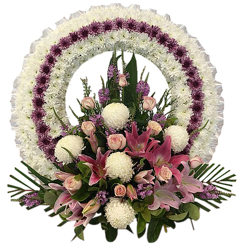 Commemorate a momentous occasion with this outstanding display. A combination of pinks and purples send a message of grandeur, ambition and devotion.