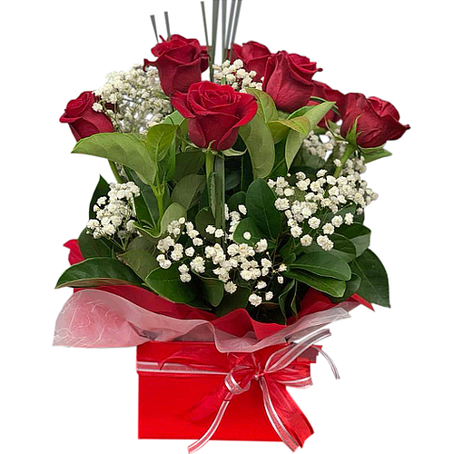 Announce unconditional love to your significant other with this long stem rose & baby's breath arrangement. Perfect for Valentine's or any other day!