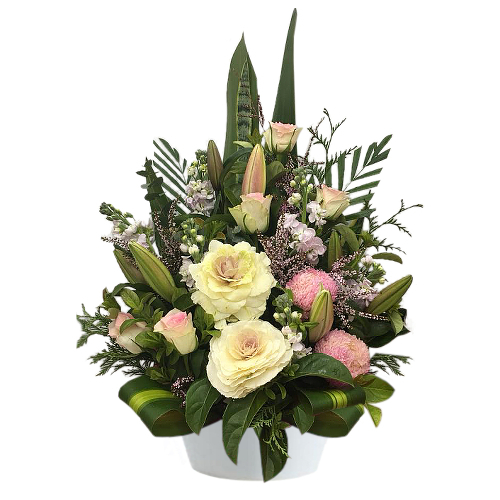 Roses, chrysanthemum, snapdragons, buttercups and lilies awaiting bloom in muted shades of pink bring about a sense of serenity. Fresh flower delivery to all south-western suburb and Sydney throughout. Order and send now!